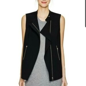 Aritzia Babaton Redford Blazer Vest Black Moto Zip Up Biker Utility Sleeveless